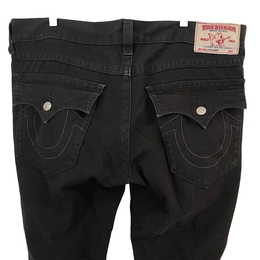 True Religion Ricky Jeans Men's 38- 40x34 Black Denim Relaxed Straight Leg